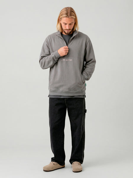 Poleron Half Zipper Negro Hombre Ozzy