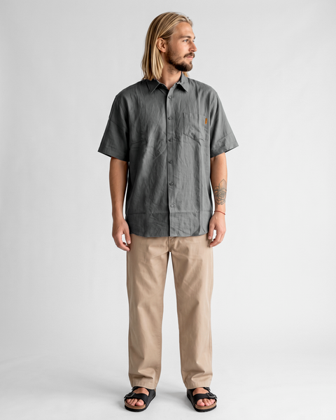 Camisa Lino Gris Hombre Solid - Toke - vista 2