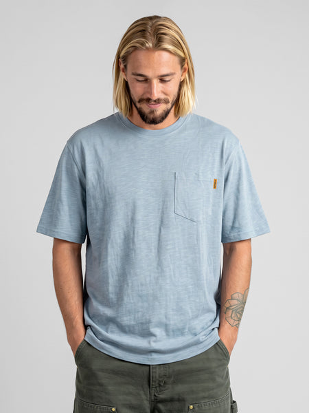 Polera Hombre Celeste Bolsillo