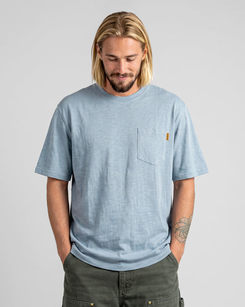 Polera Hombre Celeste Bolsillo