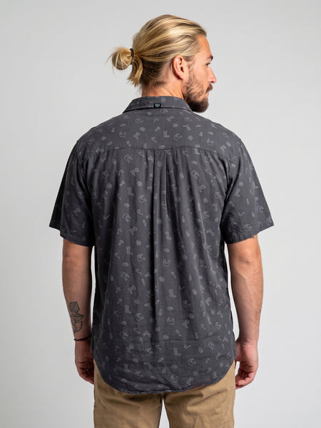 Camisa Hombre Estampada Negra Indian Toke