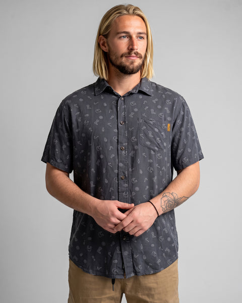 Camisa Hombre Estampada Negra Indian Toke