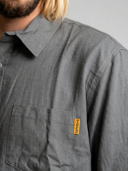 Camisa Lino Gris Hombre Solid