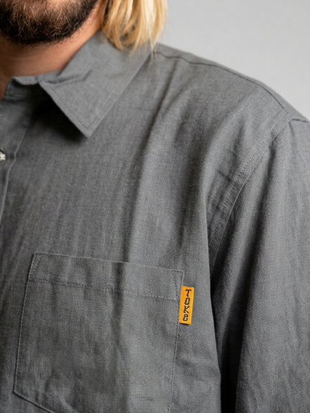 Camisa Lino Gris Hombre Solid - Toke - vista 4