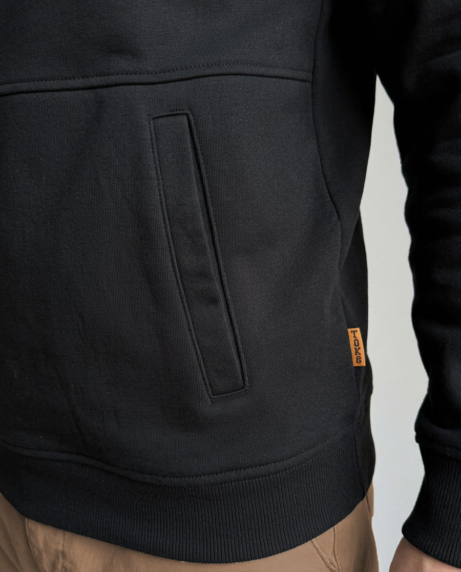 Poleron Hombre Half Zipper Negro