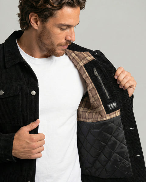 Chaqueta Hombre Cotelé Negra Classic