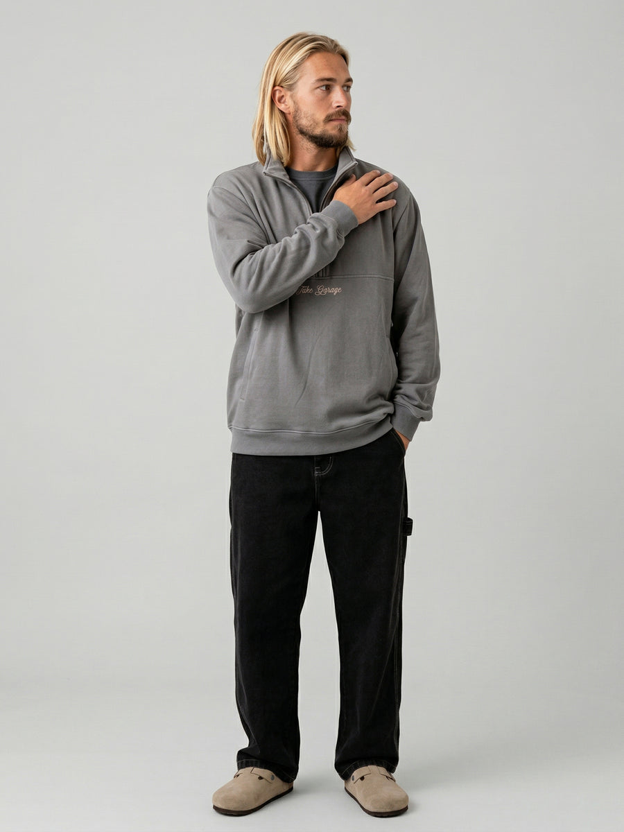 Poleron Half Zipper Negro Hombre Ozzy