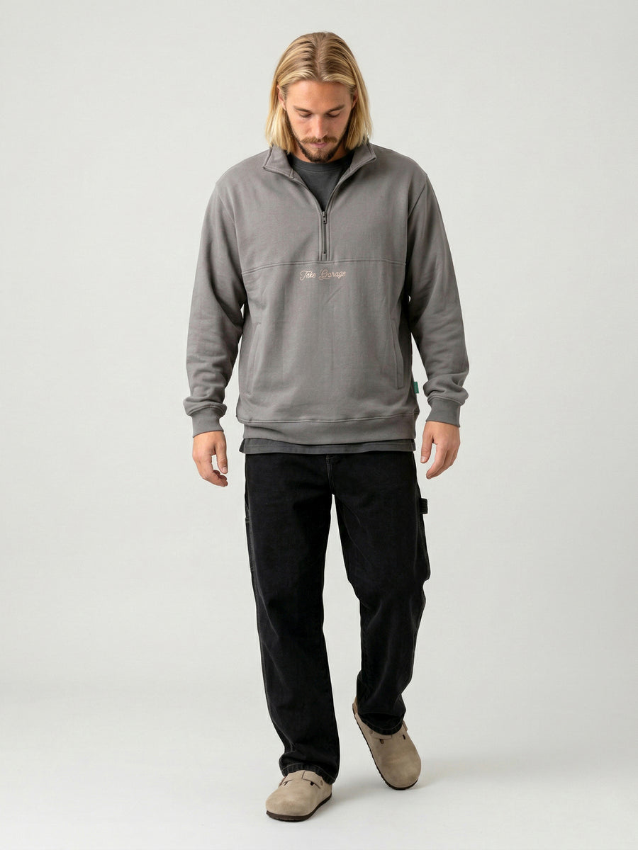 Poleron Half Zipper Negro Hombre Ozzy