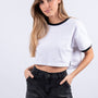 Polera Blanca Manga Corta Lisa
