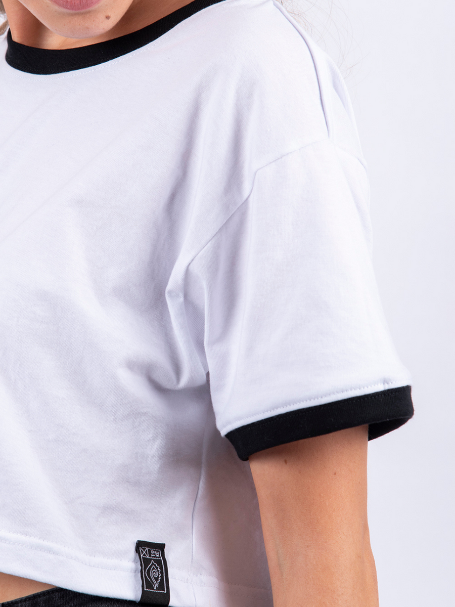 Polera Blanca Manga Corta Lisa