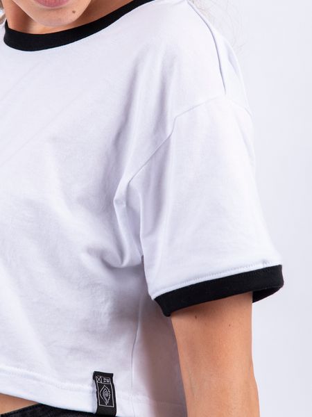 Polera Blanca Manga Corta Lisa