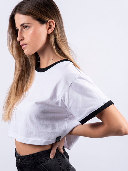 Polera Blanca Manga Corta Lisa