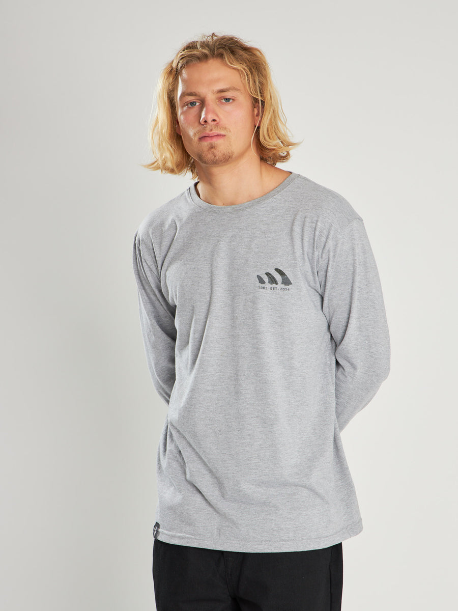 Polera Gris Claro Manga Larga Quilla
