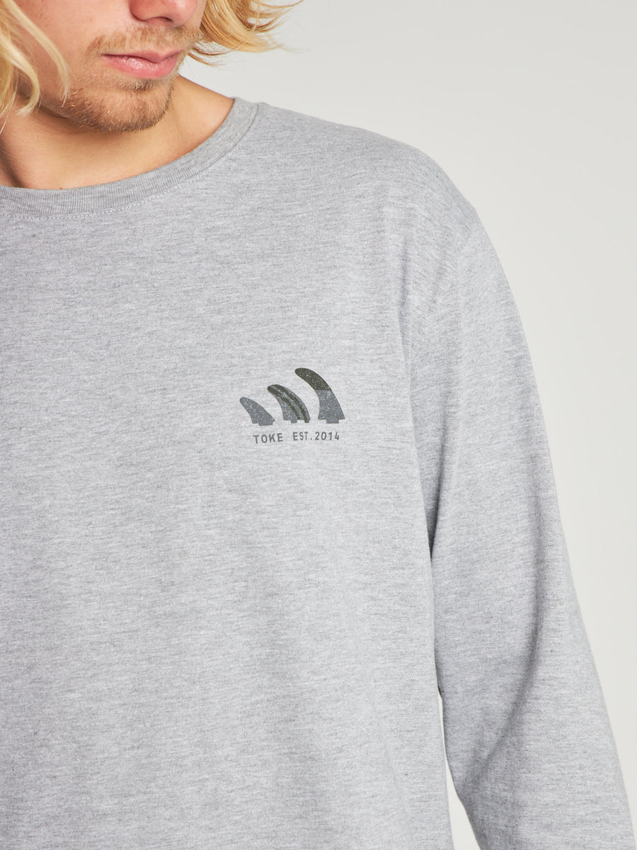 Polera Gris Claro Manga Larga Quilla