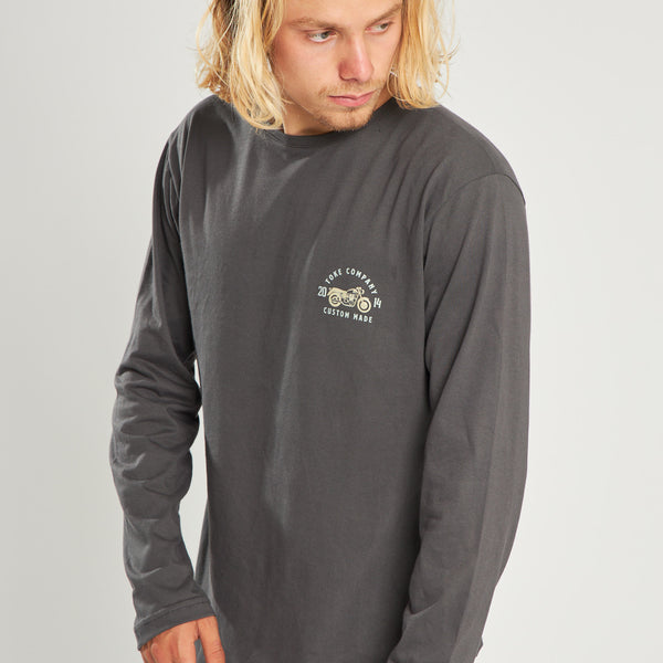 Polera Gris Oscuro Manga Larga Hombre Moto