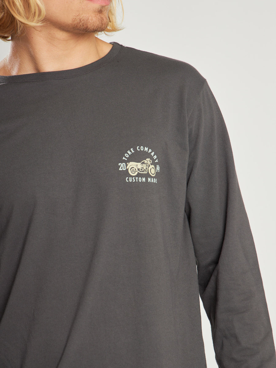 Polera Gris Oscuro Manga Larga Hombre Moto