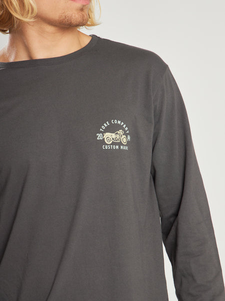 Polera Gris Oscuro Manga Larga Hombre Moto